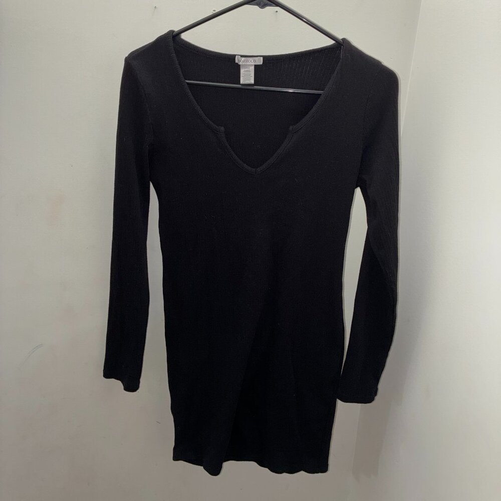 Black Bodycon Ribbed Dress